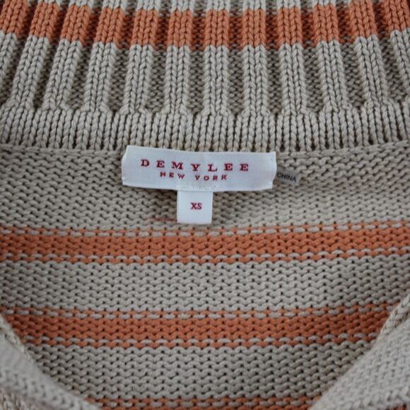 Demylee Sweater Womens XS Leigh Stripe Tan Orange Striped Pullover Knit Preppy - Picture 5 of 10